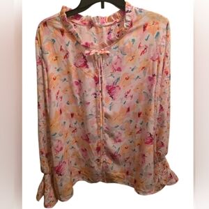 2XL Soft Feminine Floral Blouse